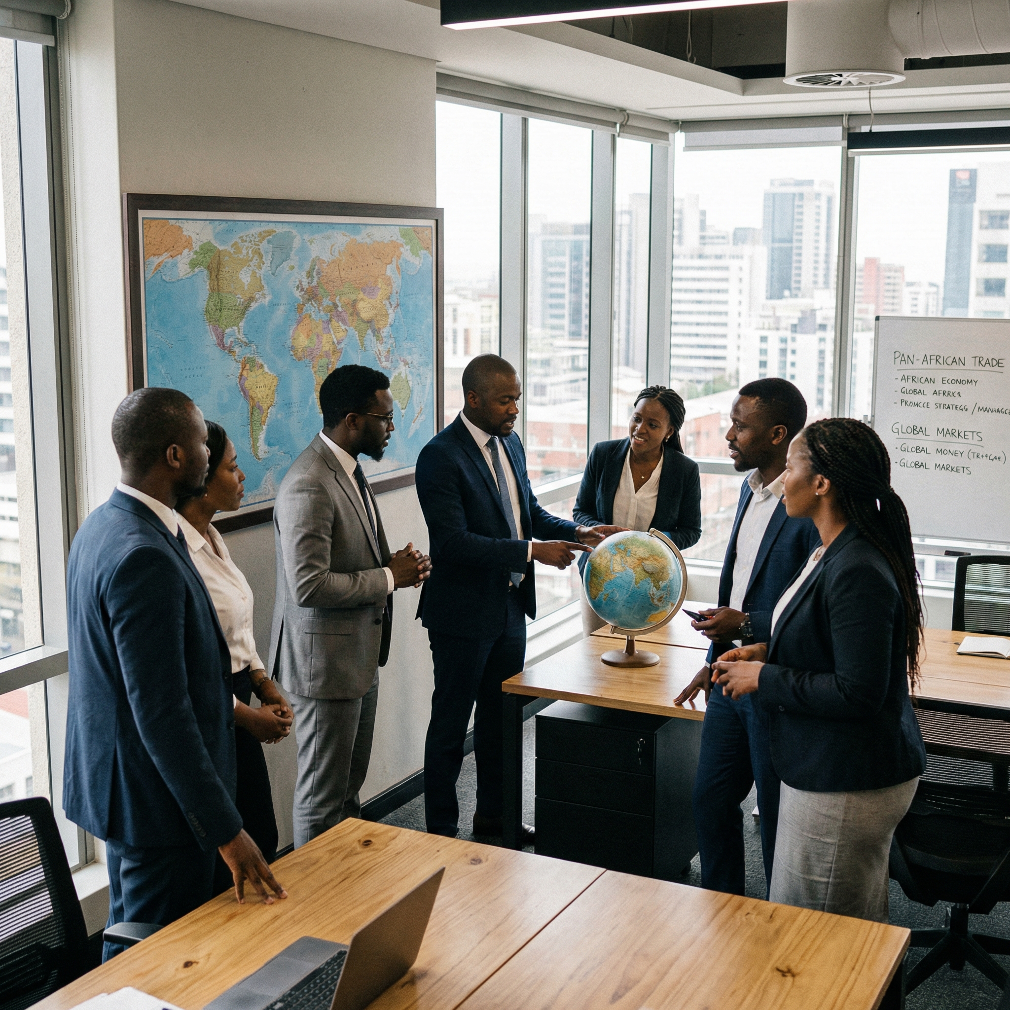 Global reach: diverse professionals and worldwide real estate connectivity.